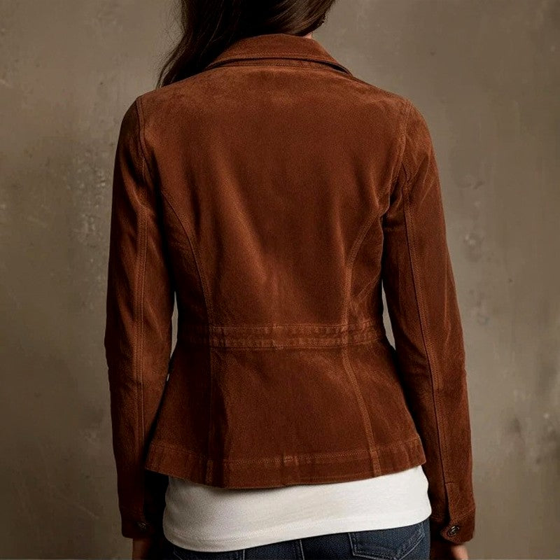 Quinn - Women's Faux Suede Multi-Pocket Utility Jacket 2