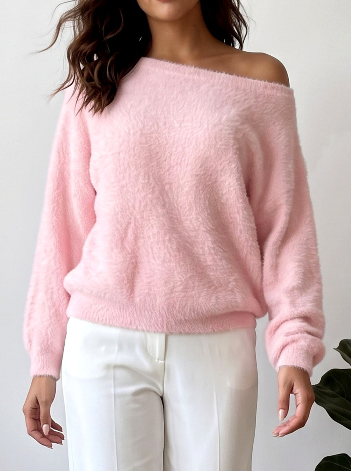 Rachel - Women's Wide-Neck Long Sleeve Knit Sweater 3