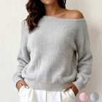 Rachel - Women's Wide-Neck Long Sleeve Knit Sweater 4