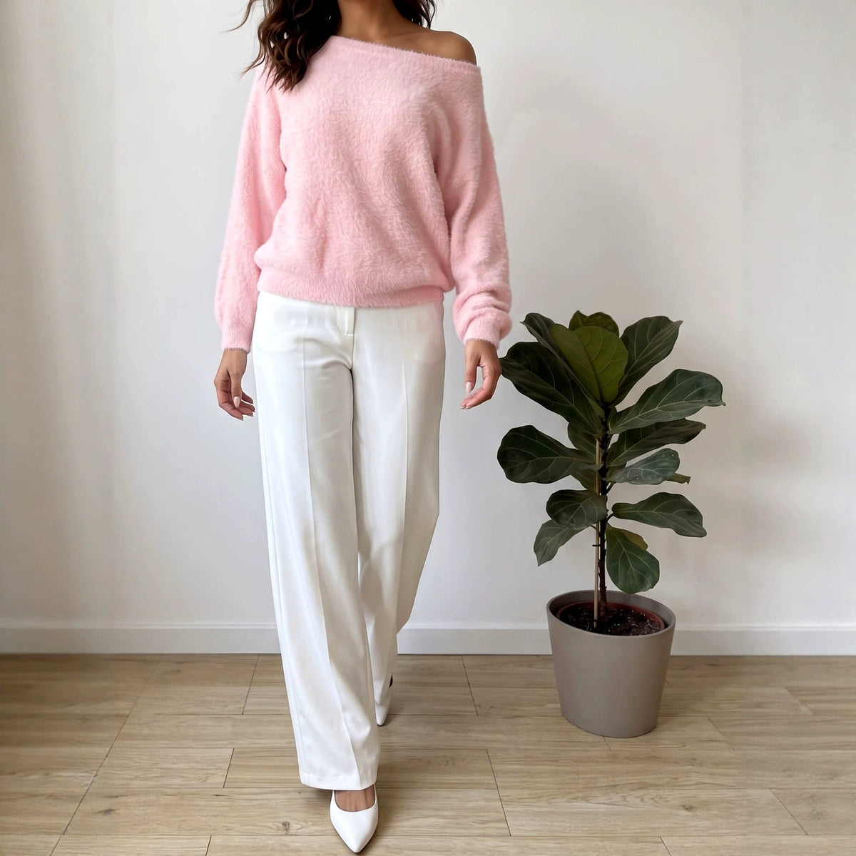 Rachel - Women's Wide-Neck Long Sleeve Knit Sweater 6