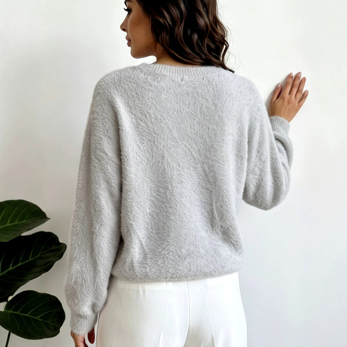 Rachel - Women's Wide-Neck Long Sleeve Knit Sweater 7
