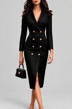 Rachelle - Women's Denim Wrap Dress with Buttons