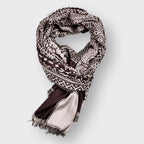 Raina - Women's Mixed-Motif Cotton Scarf with Fringed Edges