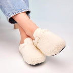 Rainn - Women's Shearling Clog Slippers with Buckle Strap