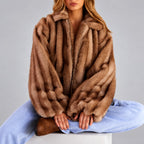 Rana - Women's Cropped Faux Fur Zip-Up Jacket with Collar 3