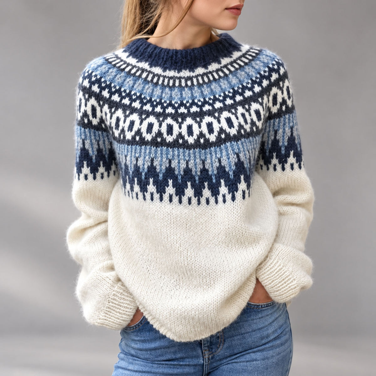 Renata - Women's Nordic-Pattern Wool Sweater