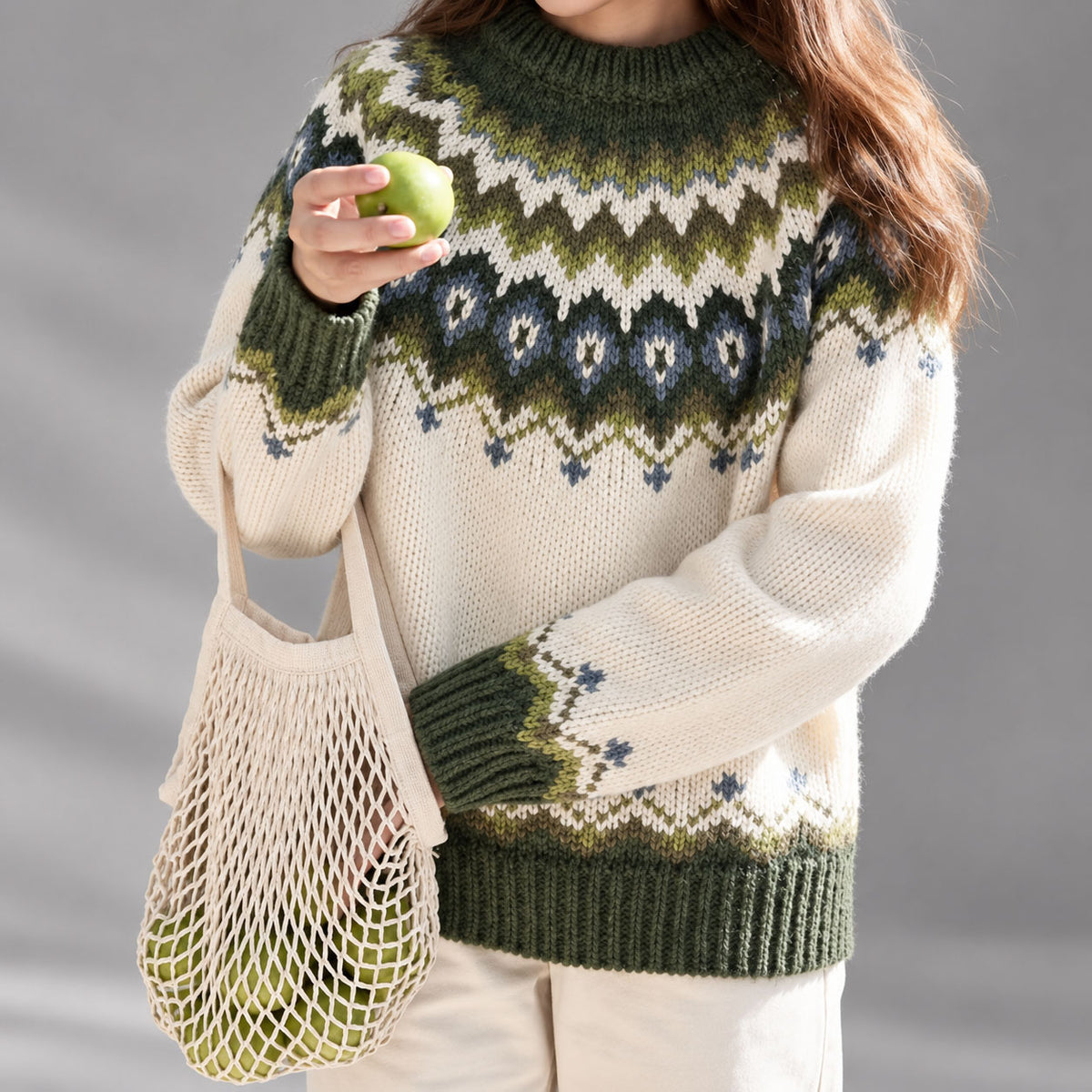 Renata - Women's Nordic-Pattern Wool Sweater