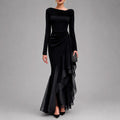 Renee - Women's Cowl Neck Asymmetric Evening Maxi Dress 1