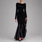 Renee - Women's Cowl Neck Asymmetric Evening Maxi Dress 1