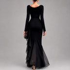 Renee - Women's Cowl Neck Asymmetric Evening Maxi Dress 2
