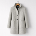 Rita - Women's Button-Front Wool Coat with Stand Collar