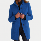Rita - Women's Button-Front Wool Coat with Stand Collar