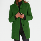 Rita - Women's Button-Front Wool Coat with Stand Collar
