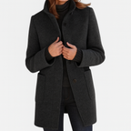 Rita - Women's Button-Front Wool Coat with Stand Collar