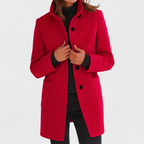 Rita - Women's Button-Front Wool Coat with Stand Collar