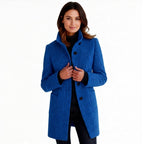 Rita - Women's Button-Front Wool Coat with Stand Collar