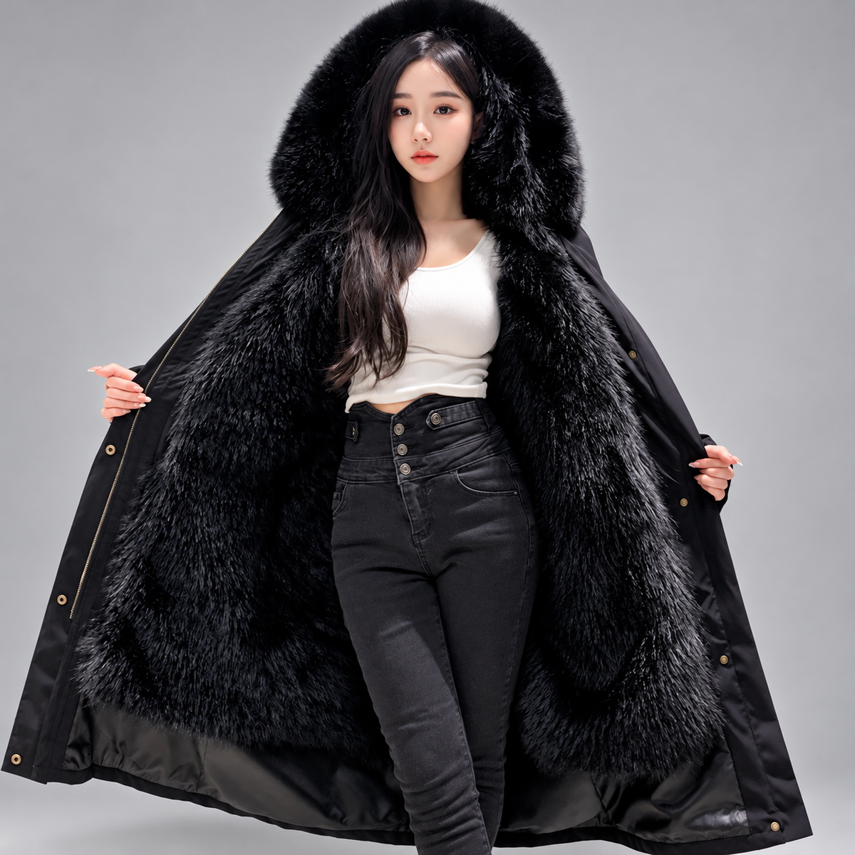 Romina - Women's Full-Length Faux Fur Lined Coat