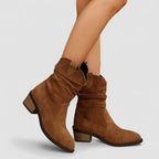 Rory - Women's Slouched Suede Mid-Calf Boots