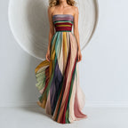 Rosalyn - Women's Strapless Pleated Maxi Dress