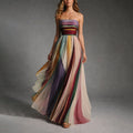 Rosalyn - Women's Strapless Pleated Maxi Dress