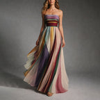 Rosalyn - Women's Strapless Pleated Maxi Dress