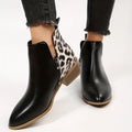 Rose - Women's Leopard-Patterned Block Heel Ankle Boots
