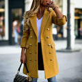 Rosemary - Women's Notch-Lapel Coat with Metal Button Front