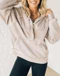 Ruby - Women's Vintage Acid-Wash Half-Zip Sweatshirt with Ribbed Trim