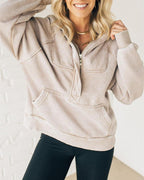 Ruby - Women's Vintage Acid-Wash Half-Zip Sweatshirt with Ribbed Trim