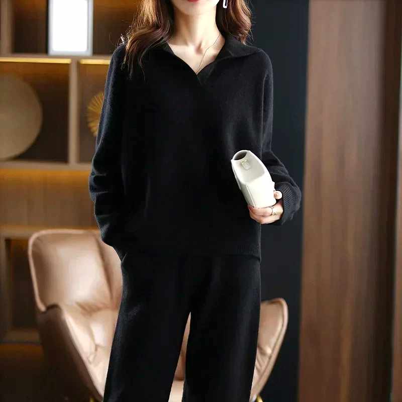 Rumi - Women's Cashmere Polo Knit Set