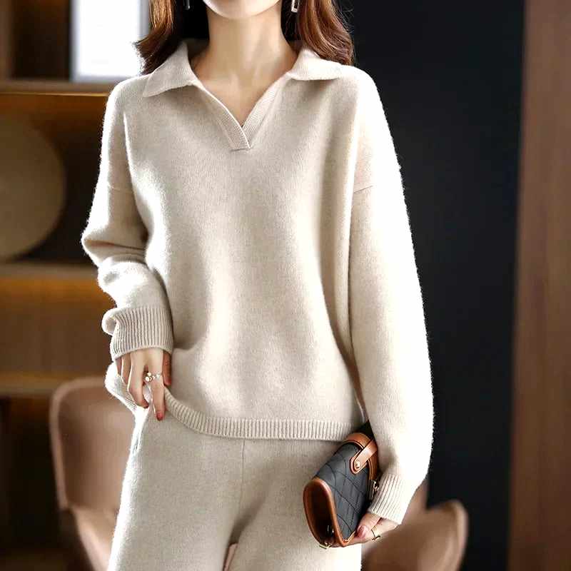 Rumi - Women's Cashmere Polo Knit Set