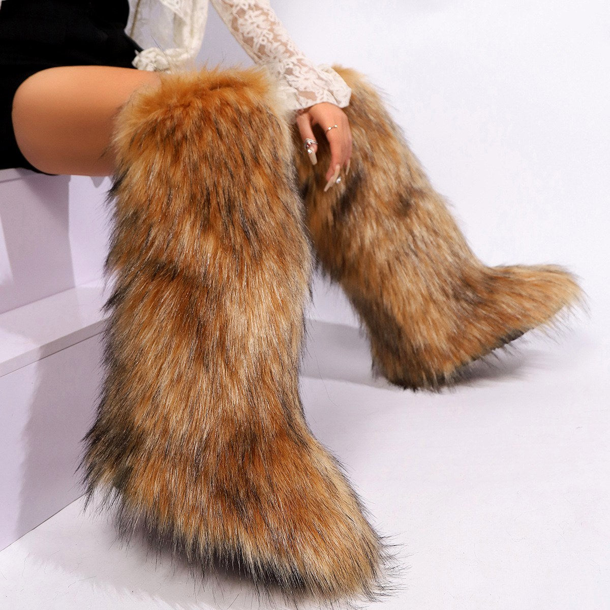 Samantha - Women’s Faux Fur Knee-High Boots 2