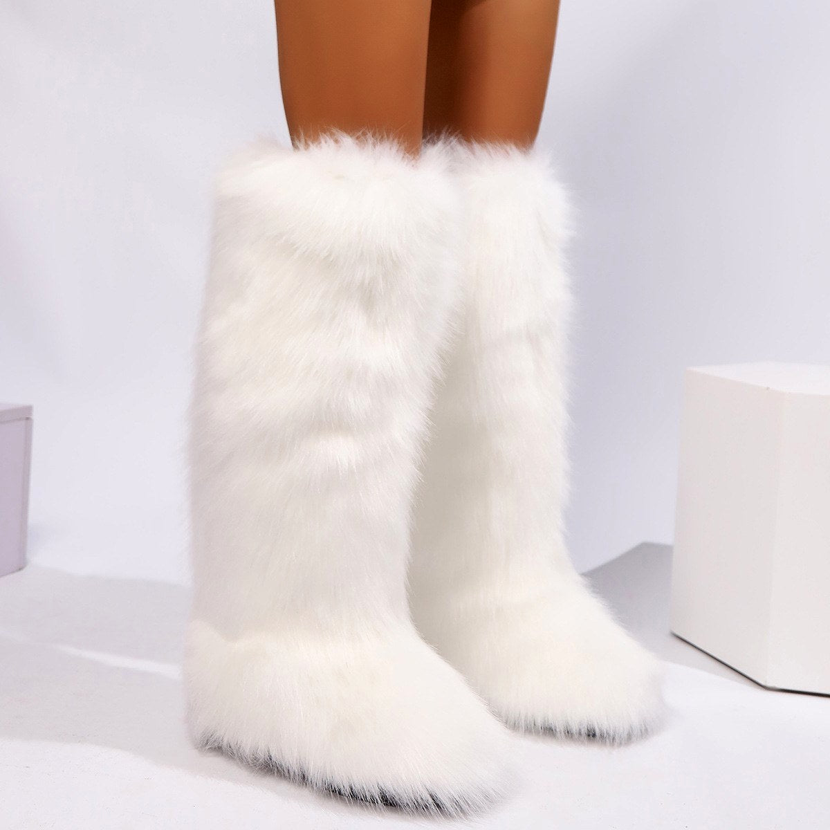 Samantha - Women’s Faux Fur Knee-High Boots 5