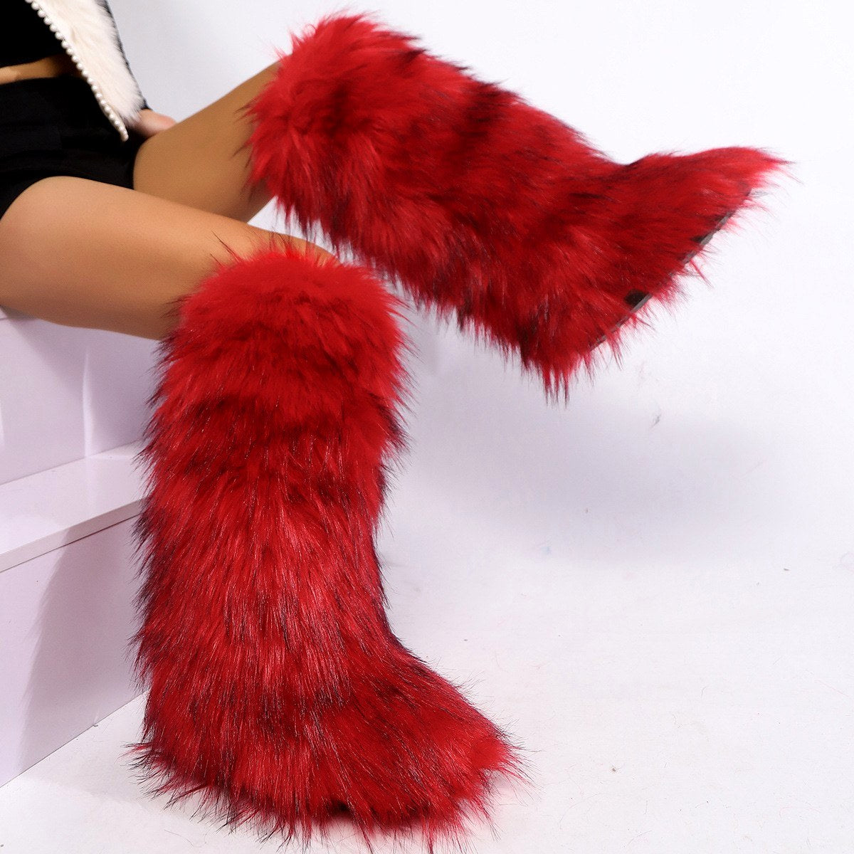Samantha - Women’s Faux Fur Knee-High Boots 7