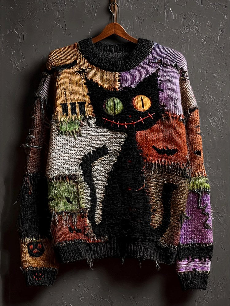 Sarah - Women's Spooky Patchwork Knit Sweater 19