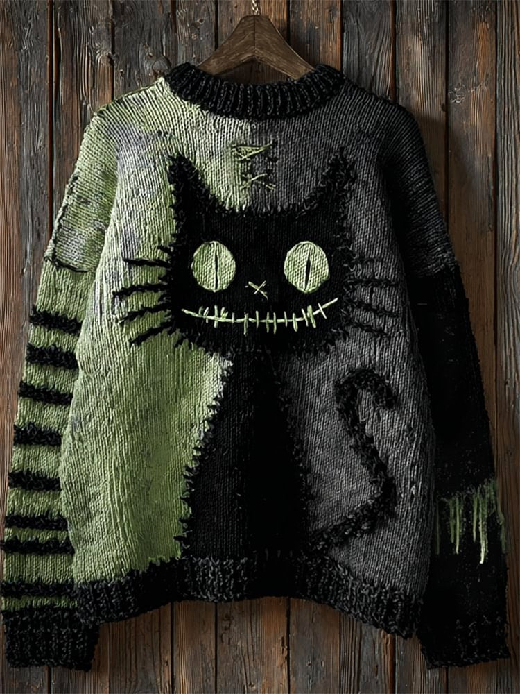 Sarah - Women's Spooky Patchwork Knit Sweater 24