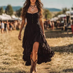 Savannah - Women's Smocked High-Low Boho Maxi Dress 5