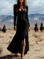Savannah - Women's Western Long Sleeve Maxi Dress 2