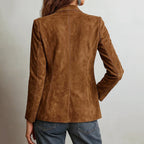 Scarlett - Women's Button-Front Suede Blazer with Notch Lapels
