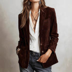 Scarlett - Women's Button-Front Suede Blazer with Notch Lapels