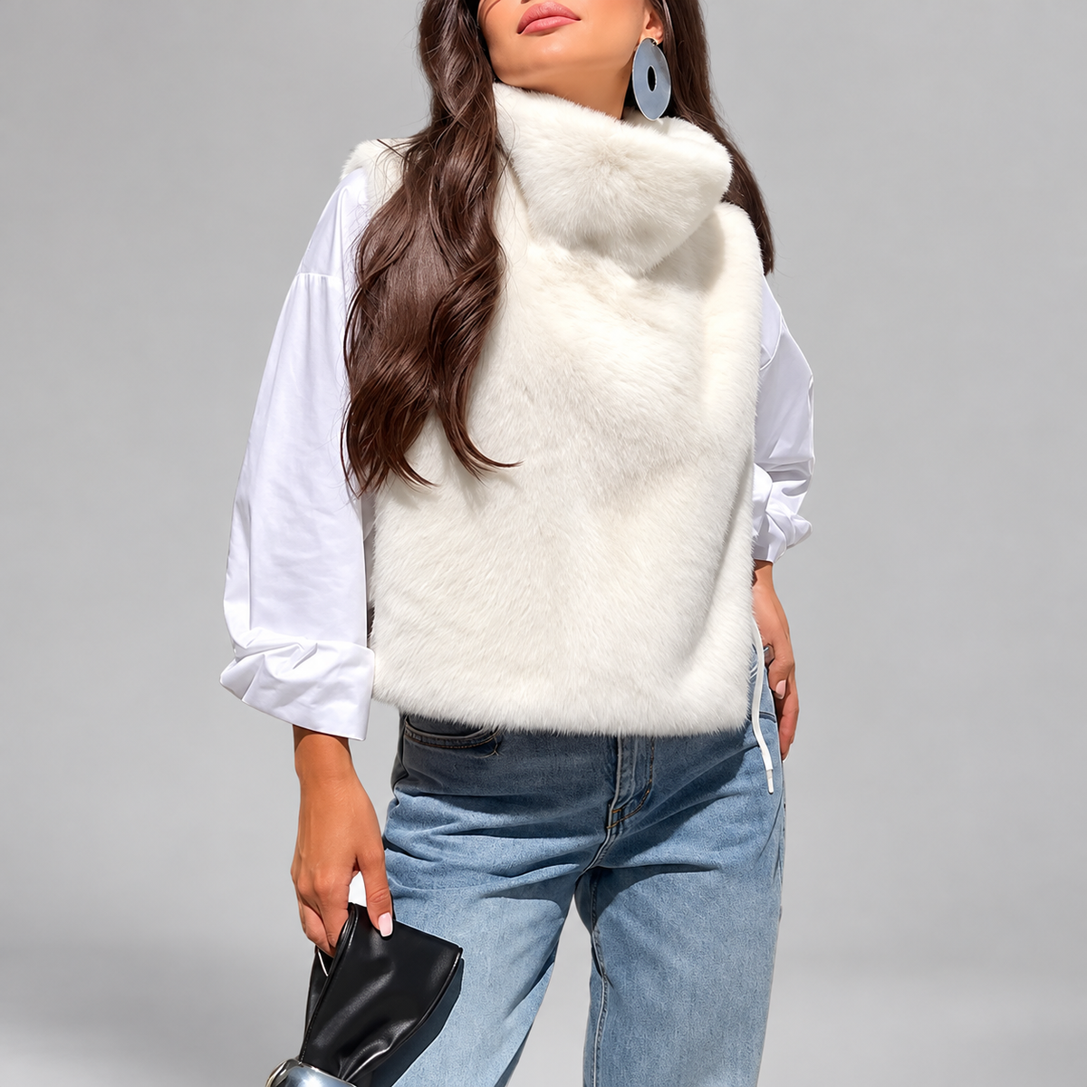 Selah - Women’s Faux Fur High Collar Vest