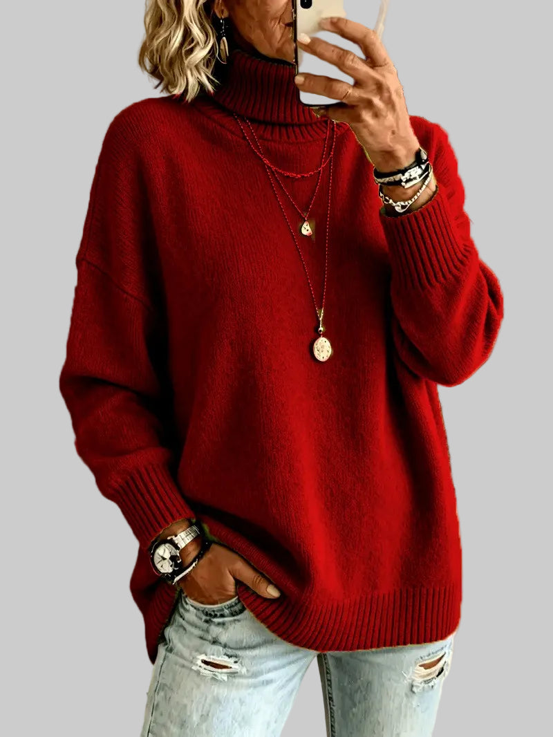 Shelby - Women’s Loose Knit High Neck Sweater  5
