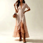 Shelby - Women's Tiered Ruffle Long Sleeve Maxi Dress 4