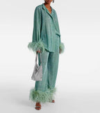 Simone - Women’s Sparkle Loungewear Set with Plume Trim 2
