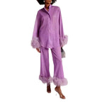 Simone - Women’s Sparkle Loungewear Set with Plume Trim 9