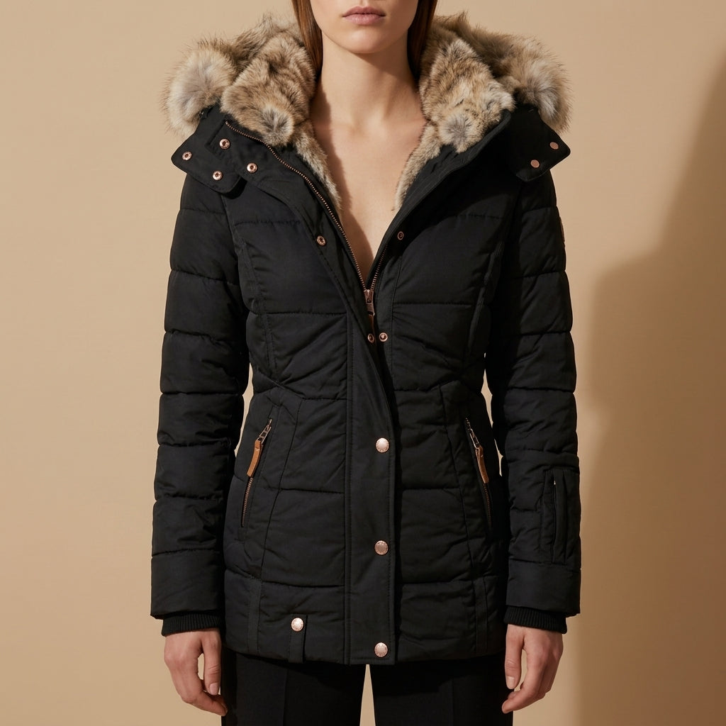 Sofia - Women's Puffer Jacket with Faux-Fur Lined Hood