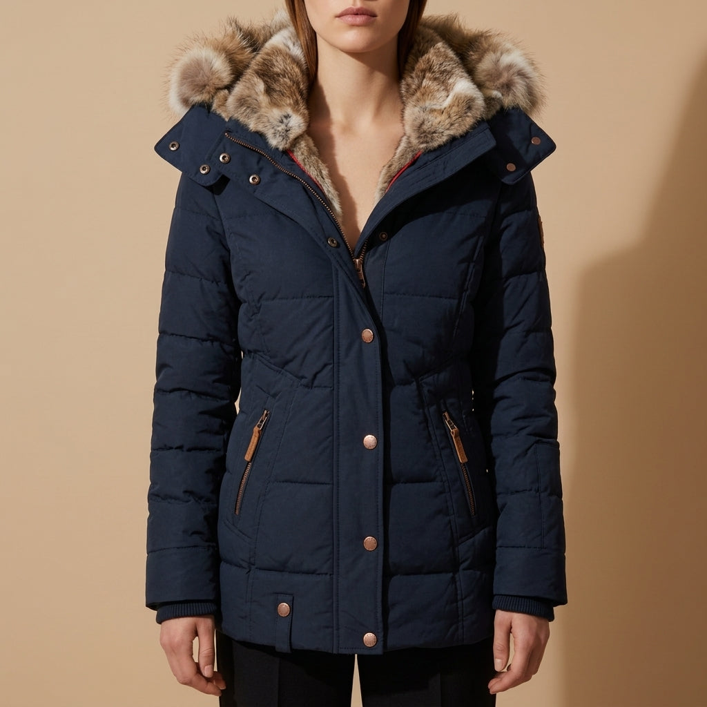 Sofia - Women's Puffer Jacket with Faux-Fur Lined Hood