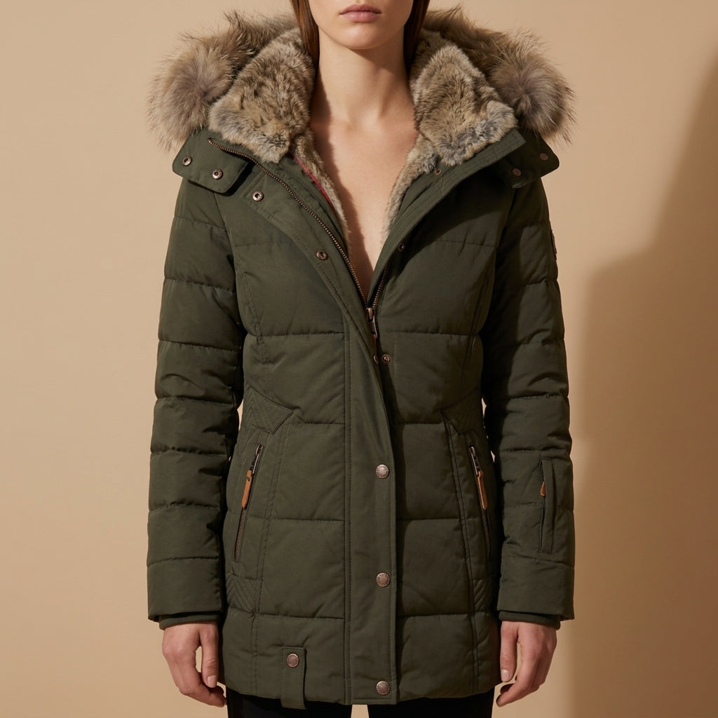 Sofia - Women's Puffer Jacket with Faux-Fur Lined Hood