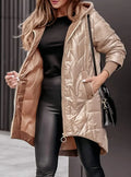 Sonia - Women's Quilted Long Parka with Drawstring Hem