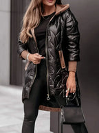 Sonia - Women's Quilted Long Parka with Drawstring Hem